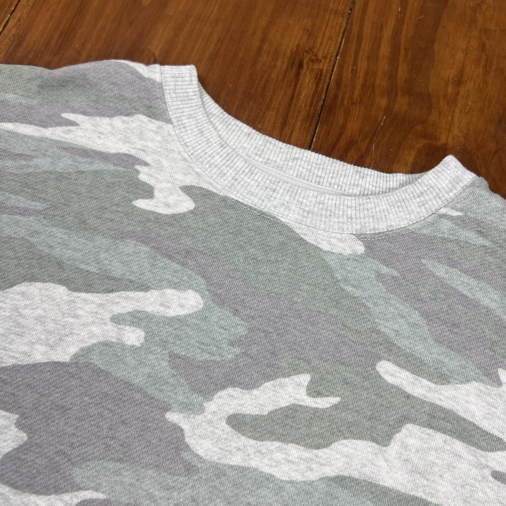 Aerie Sweatshirt Womens Small Camo Oversized Pullover V Stitch Tunic